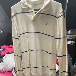American Eagle Outfitters Cream and Black Striped Shirt